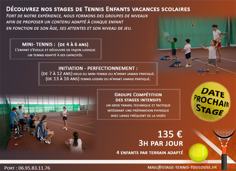 Stages Enfants Tennis Toulouse 31 - Formation Tennis Toulousain Stages -Mini-Tennis - Enfants - Adolescent